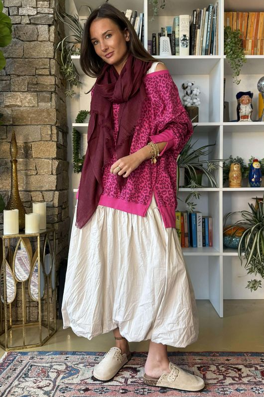 Lagen Leopard Chill Sweatshirt Hot Pink & Merlot